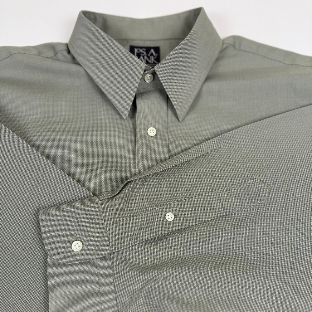 JoS. A. Bank Long Sleeve Dress Shirt, 17-33, Dark Sage Green, 100% Cotton